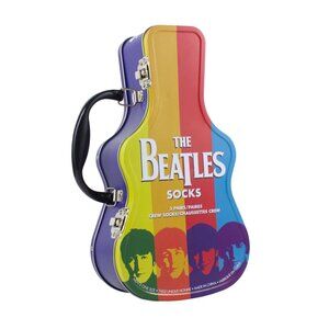 The Beatles 3 Pair Multicolor Socks In Keepsake Tin. New.